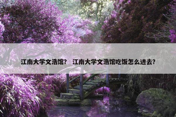 江南大学文浩馆? 江南大学文浩馆吃饭怎么进去?