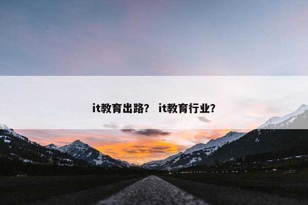it教育出路? it教育行业?